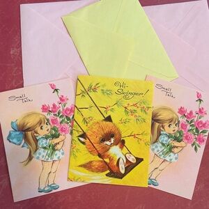 3 Cute Blank Sangamon Cards with Envelopes
